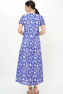 Oliphant Short Sleeve Shift Maxi- Eclipse Blue