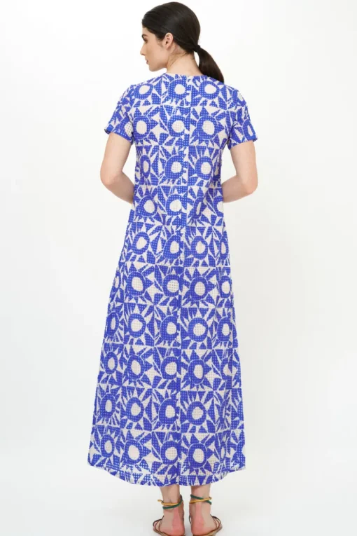 Oliphant Short Sleeve Shift Maxi- Eclipse Blue