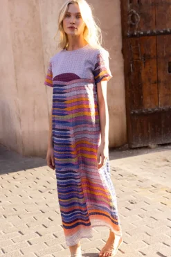 Oliphant Short Sleeve Shift Maxi- Solstice Blue - Oliphant Dresses Oliphant Short Sleeve Shift Maxi- Solstice Blue - Oliphant Dresses
