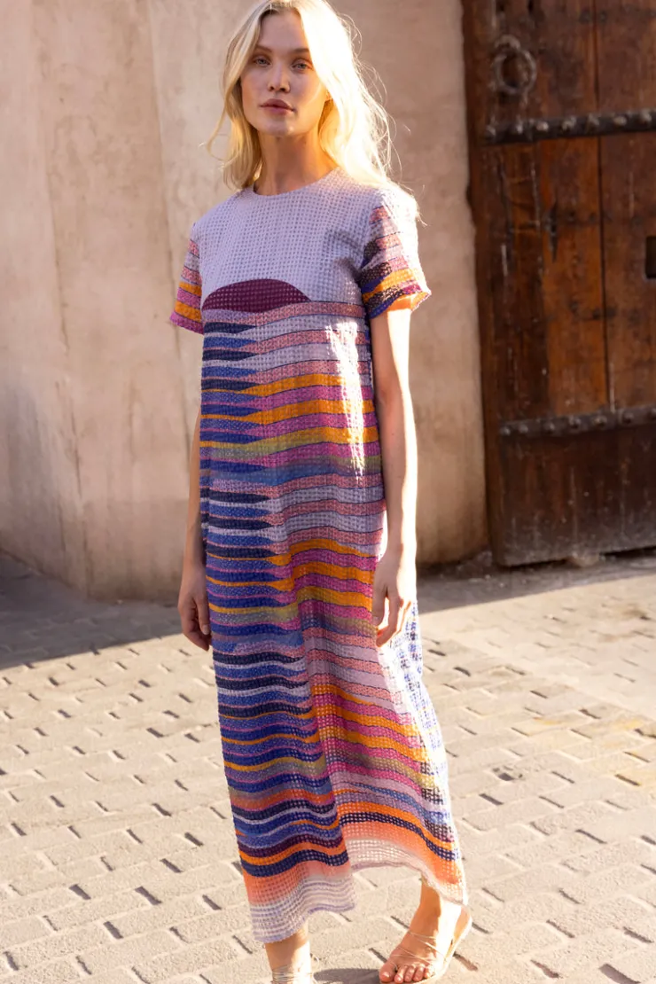 oliphant maxi dress Mock Neck Viscose, Suzani Navy, XS style maxi dress is crafted from airy cotton voile with a breezy Piped Maxi Dress, Geneva Blue