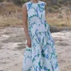 Oliphant Sleeveless Piped Maxi- Orchid Green