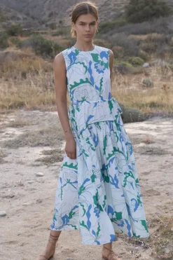 Oliphant Sleeveless Piped Maxi- Orchid Green