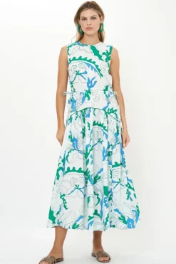 Oliphant Sleeveless Piped Maxi- Orchid Green