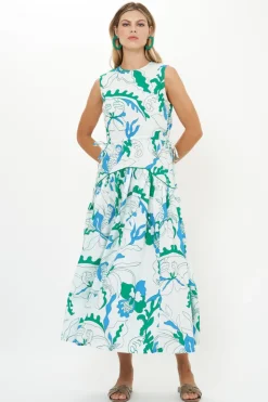 Oliphant Sleeveless Piped Maxi- Orchid Green