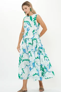 Oliphant Sleeveless Piped Maxi- Orchid Green
