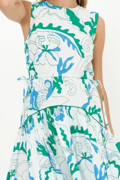 Oliphant Sleeveless Piped Maxi- Orchid Green