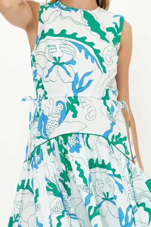Oliphant Sleeveless Piped Maxi- Orchid Green