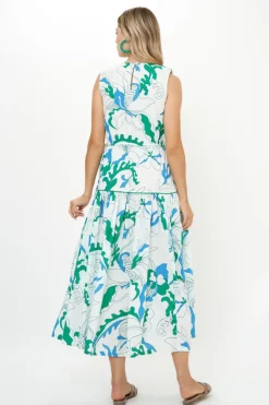 Oliphant Sleeveless Piped Maxi- Orchid Green