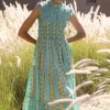 Oliphant Sleeveless Smocked Maxi- Ascot Teal