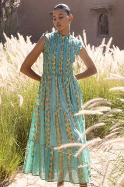 Oliphant Sleeveless Smocked Maxi- Ascot Teal