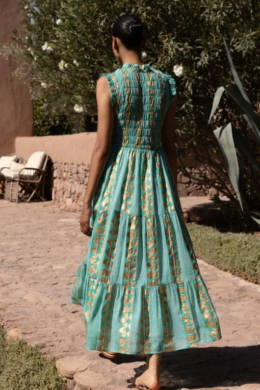 Oliphant Sleeveless Smocked Maxi- Ascot Teal
