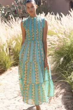 Oliphant Sleeveless Smocked Maxi- Ascot Teal