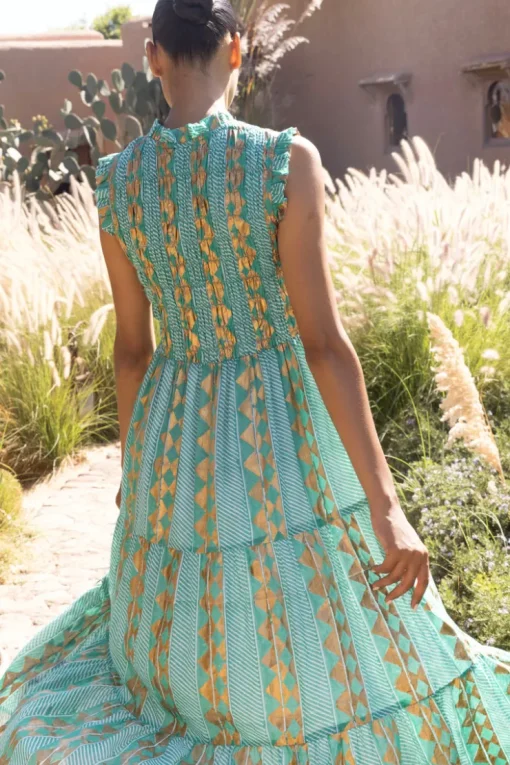 Oliphant Sleeveless Smocked Maxi- Ascot Teal