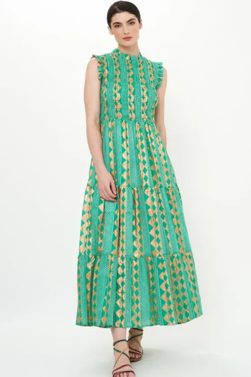 Oliphant Sleeveless Smocked Maxi- Ascot Teal