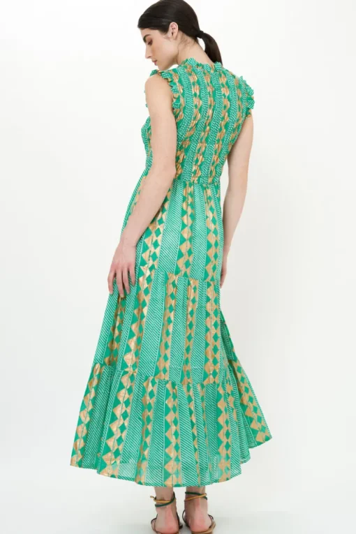 Oliphant Sleeveless Smocked Maxi- Ascot Teal