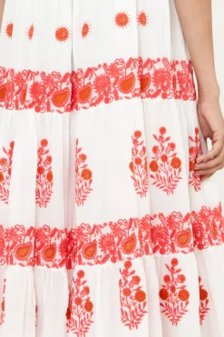 Oliphant Sleeveless Smocked Maxi- Calistoga Coral