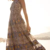 Oliphant Sleeveless Smocked Maxi- Marseille Blue
