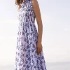 Oliphant Sleeveless Smocked Maxi- Toscana Blue