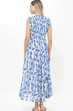 Oliphant Sleeveless Smocked Maxi- Toscana Blue