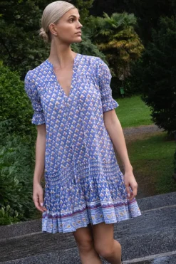 Oliphant Smocked Drop Mini- Clover Blue