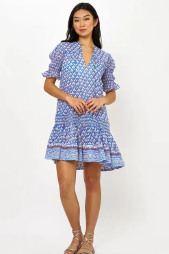 Oliphant Smocked Drop Mini- Clover Blue