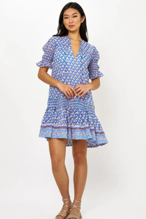 Oliphant Smocked Drop Mini- Clover Blue