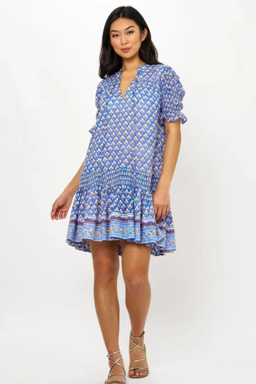 Oliphant Smocked Drop Mini- Clover Blue