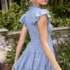 Oliphant Smocked Flirty Short- Budapest Blue
