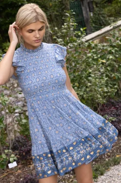 Oliphant Smocked Flirty Short- Budapest Blue