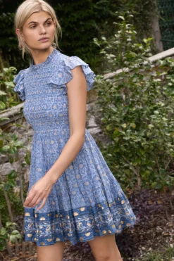 Oliphant Smocked Flirty Short- Budapest Blue