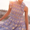 Oliphant Smocked Flirty Short- Mughal Blue