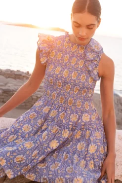 Oliphant Smocked Flirty Short- Mughal Blue