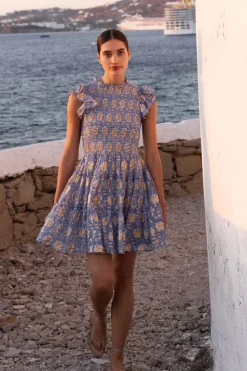 Oliphant Smocked Flirty Short- Mughal Blue