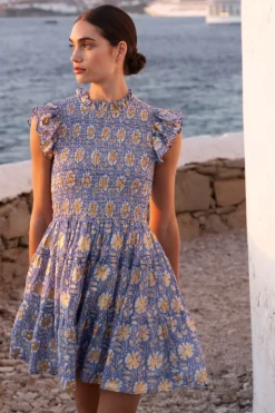 Oliphant Smocked Flirty Short- Mughal Blue