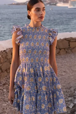 Oliphant Smocked Flirty Short- Mughal Blue