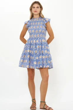 Oliphant Smocked Flirty Short- Mughal Blue