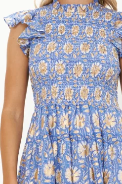 Oliphant Smocked Flirty Short- Mughal Blue