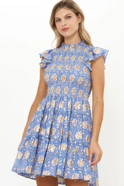Oliphant Smocked Flirty Short- Mughal Blue