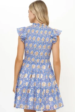 Oliphant Smocked Flirty Short- Mughal Blue