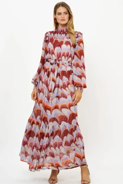 Oliphant Smocked Neck Maxi- Venice Cognac