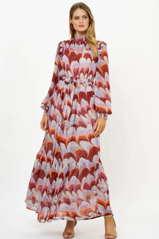 Oliphant Smocked Neck Maxi- Venice Cognac