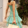 Oliphant Smocked Tie Strap Midi- Ascot Teal