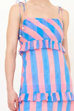 Oliphant Tie Strap Ruffle Midi- Cabana Pink