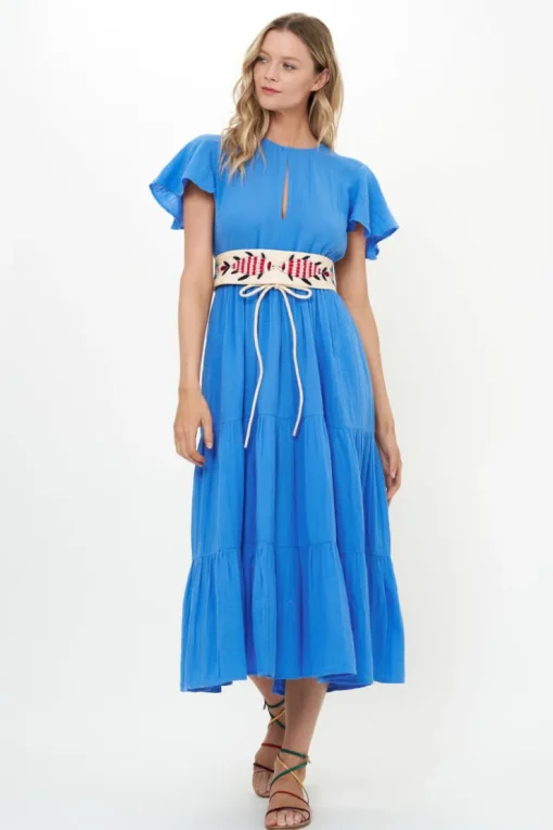 Oliphant V-Neck Maxi- Bermuda Blue