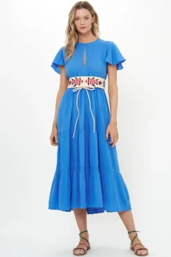 Oliphant V-Neck Maxi- Bermuda Blue