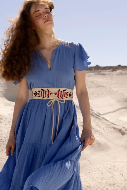 Oliphant V-Neck Maxi- Bermuda Blue