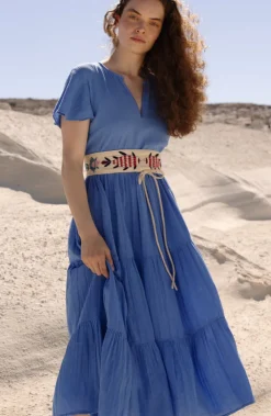 Oliphant V-Neck Maxi- Bermuda Blue