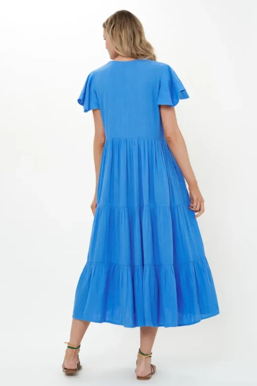 Oliphant V-Neck Maxi- Bermuda Blue