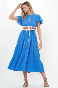 Oliphant V-Neck Maxi- Bermuda Blue